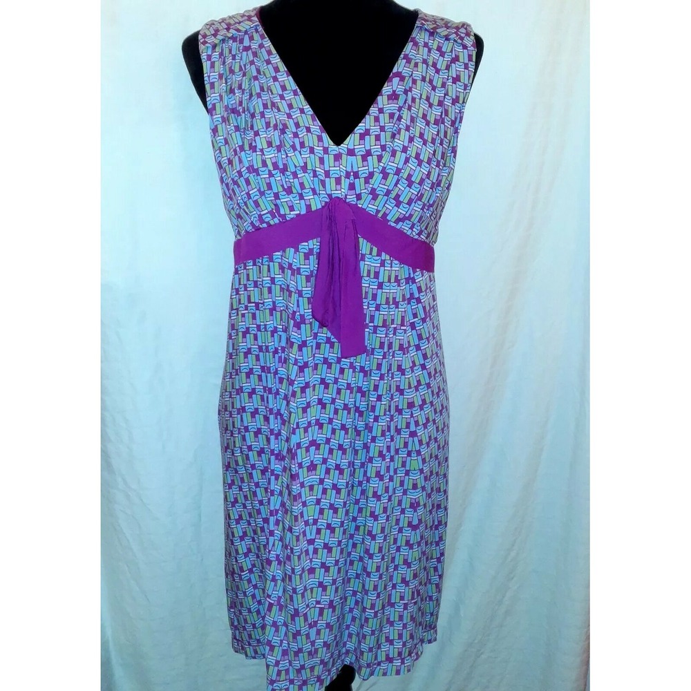New‎ Max Studio MSSP Med Sheath Dress Silvana V-Neck Sleeveless Purple Print